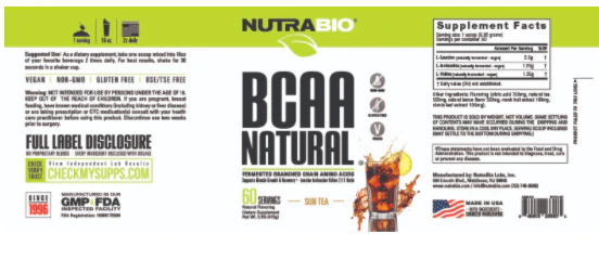 NutraBio Bcaa NAtural Tea - Image 3